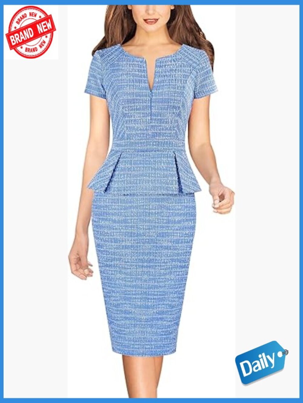 Elegant Bodycon Peplum Pencil Dress for Work Church